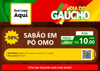 Modelo de Cartaz para Cartaz A4 Horizontal com o tema Dia do Gaúcho para Produtos de Limpeza