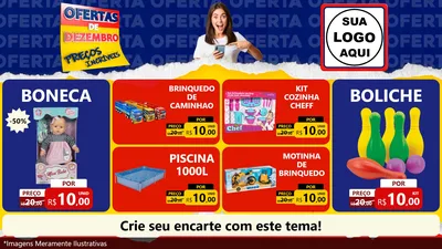 Modelo de TV para TV Horizontal com o tema Ofertas de Dezembro - Preços Incríveis para Brinquedos