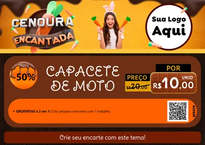 Modelo de Cartaz para Cartaz A4 Horizontal com o tema Cenoura Encantada - Páscoa para Moto peças