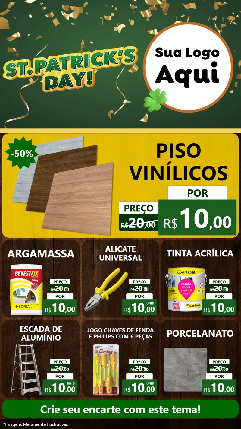 Modelo de Rede Social para Stories com o tema St Patriks Day para Material para Construção