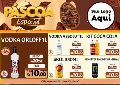 Modelo de Encarte para Encarte A4 Horizontal com o tema Páscoa Especial para Distribuidora de bebidas