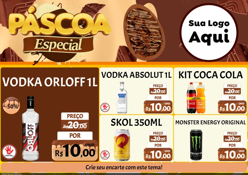 Modelo de Encarte para Encarte A4 Horizontal com o tema Páscoa Especial para Distribuidora de bebidas