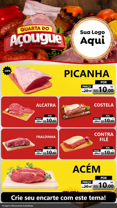 Modelo de TV para TV Vertical com o tema Quarta do Açougue para Açougue