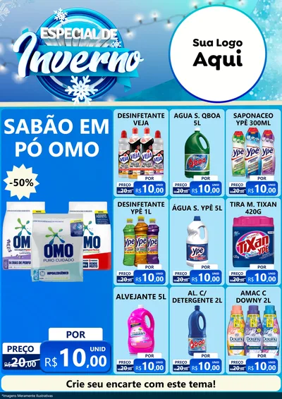 Modelo de Encarte para Encarte A4 Vertical com o tema Especial de Inverno para Produtos de Limpeza