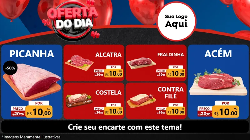 Modelo de TV para TV Horizontal com o tema Oferta do Dia para Açougue