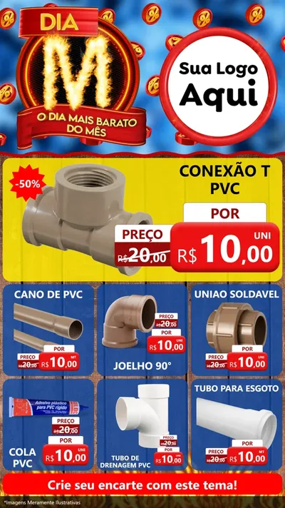 Modelo de Rede Social para Stories com o tema Dia M - O Dia Mais Barato Do Mês para Tubos e conexões