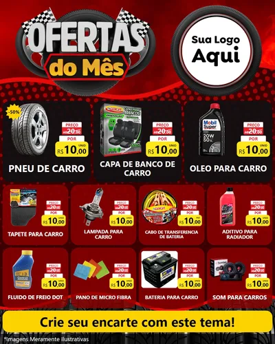 Modelo de Rede Social para Feed Instagram com o tema Ofertas do Mês - Autopeças para Auto peças
