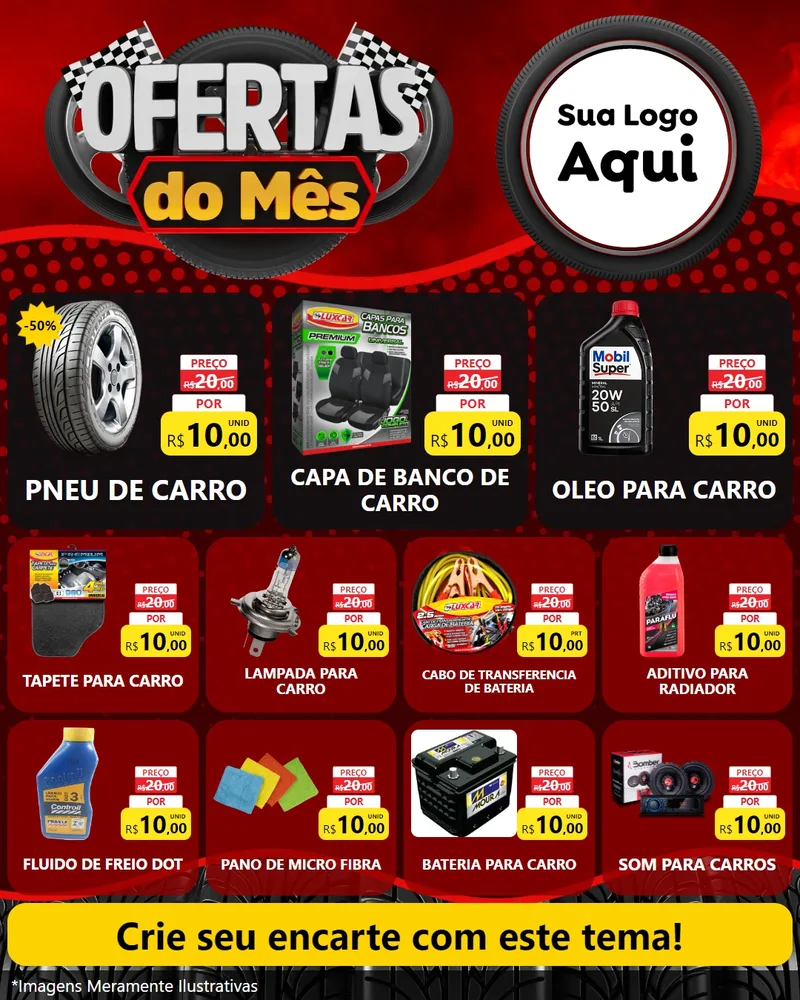Modelo de Rede Social para Feed Instagram com o tema Ofertas do Mês - Autopeças para Auto peças