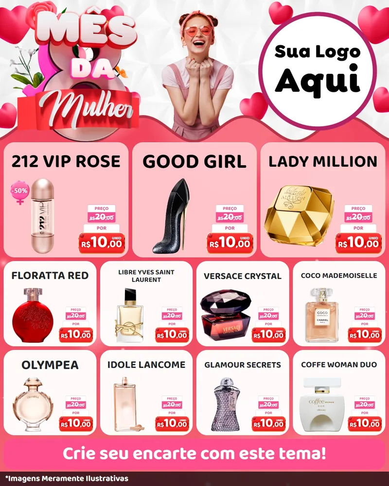 Modelo de Rede Social para Feed Instagram com o tema Mês da Mulher para Perfumes