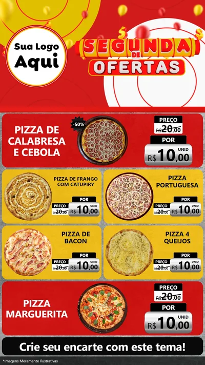 Modelo de TV para TV Vertical com o tema Segunda de Ofertas para Pizzaria
