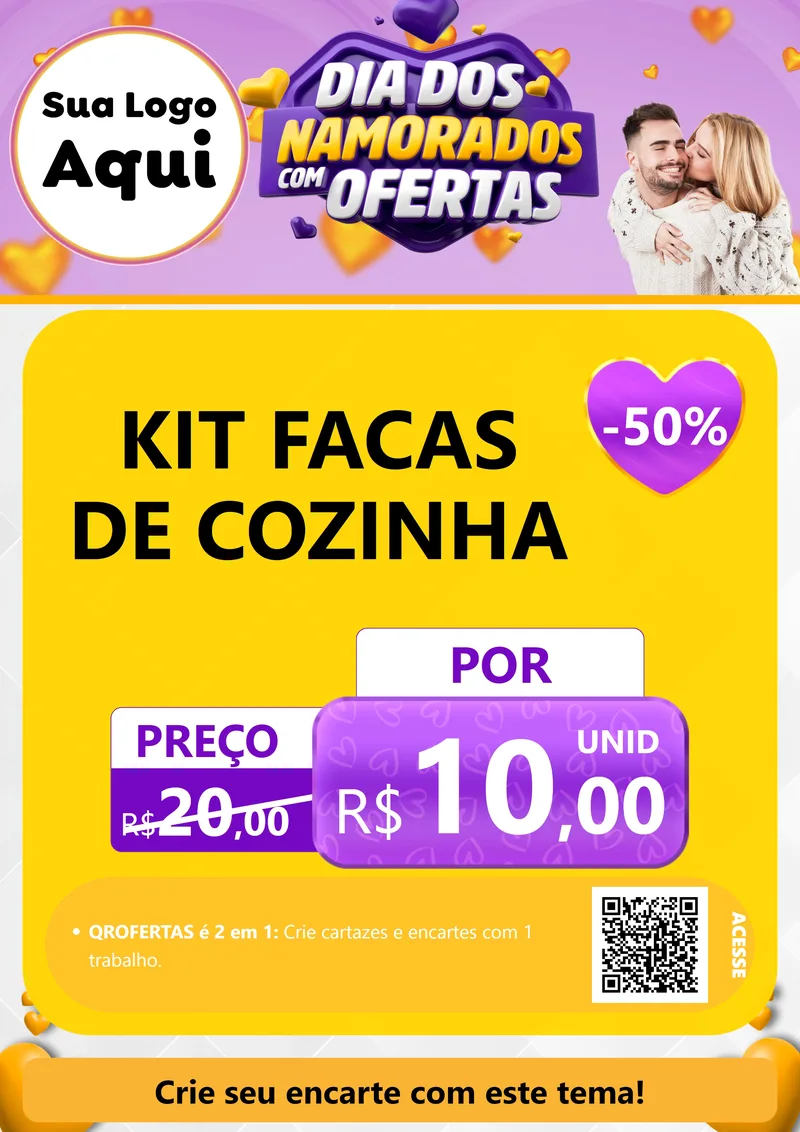 Modelo de Cartaz para Cartaz A4 Vertical com o tema Dia Dos Namorados Com Ofertas para Utilidades Domésticas