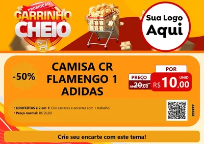 Modelo de Cartaz para Cartaz A4 Horizontal com o tema Promoção carrinho cheio para Roupas e acessórios