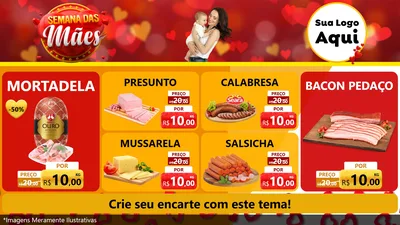 Modelo de TV para TV Horizontal com o tema Semana das Mães para Frios e Laticínios
