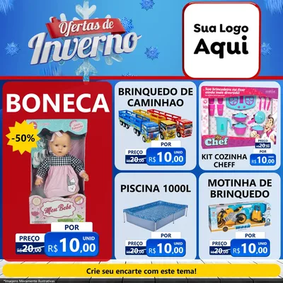 Modelo de Rede Social para Feed Facebook com o tema Ofertas de Inverno para Brinquedos