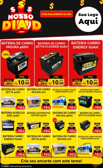 Modelo de Encarte para Encarte Grande com o tema Nosso Dia D para Baterias Elétricas