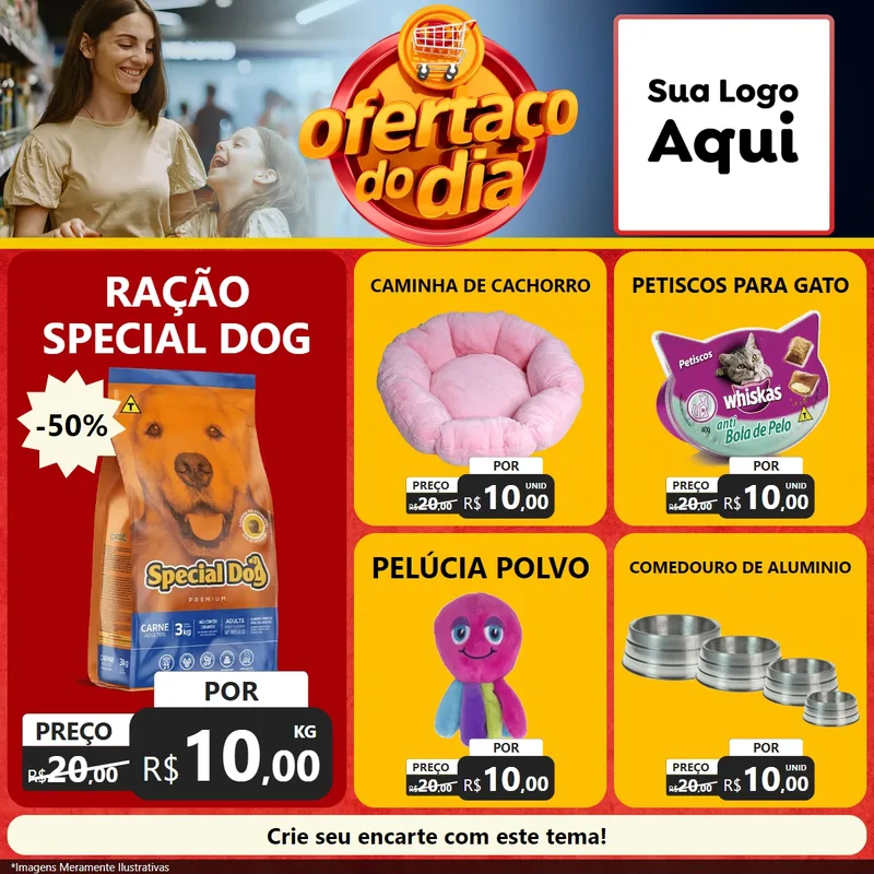 Modelo de Rede Social para Feed Facebook com o tema Ofertaço Do Dia para Pet Shop