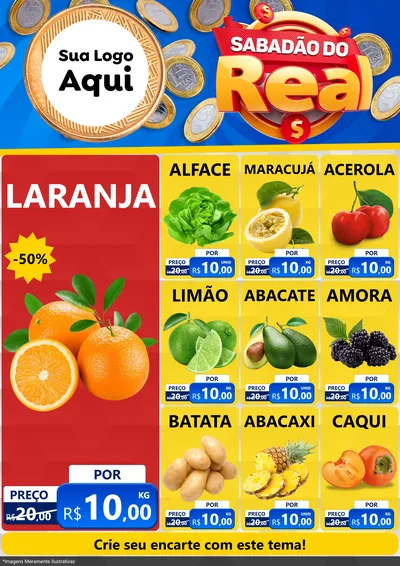 Modelo de Encarte para Encarte A4 Vertical com o tema Sabadão do Real para Hortifrúti