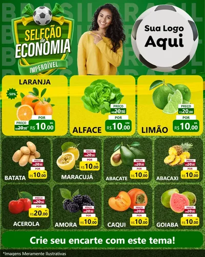 Modelo de Rede Social para Feed Instagram com o tema Seleção de Economia - Copa para Hortifrúti