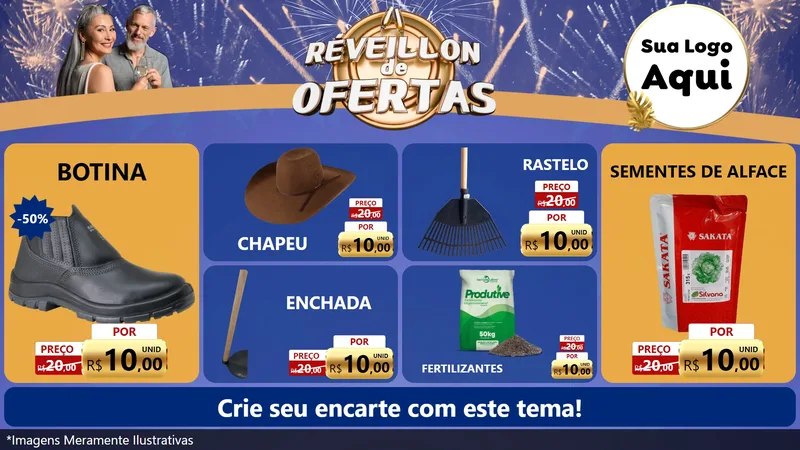 Modelo de TV para TV Horizontal com o tema Réveillon de Ofertas para Agropecuária