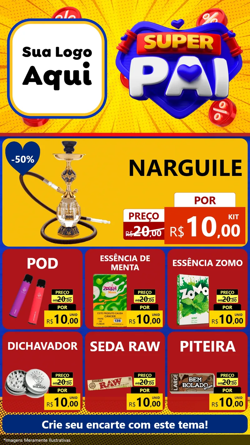 Modelo de Rede Social para Stories com o tema Super Pai para Tabacaria