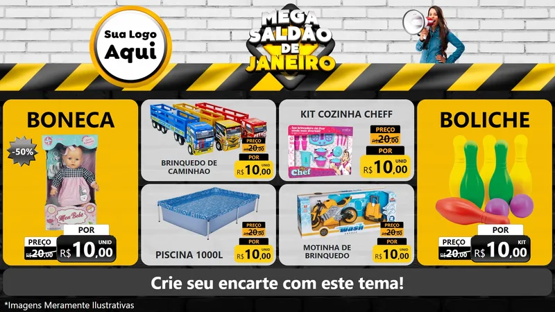 Modelo de TV para TV Horizontal com o tema Mega Saldão de Janeiro para Brinquedos