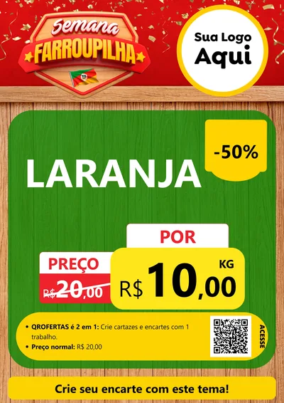 Modelo de Cartaz para Cartaz A4 Vertical com o tema Semana Farroupilha para Hortifrúti