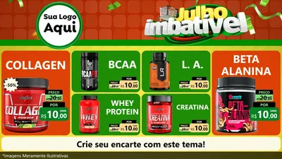 Modelo de TV para TV Horizontal com o tema Julho Imbatível para Suplementos alimentares