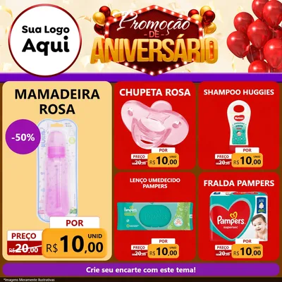 Modelo de Rede Social para Feed Facebook com o tema Promoção de Aniversário para Bebês