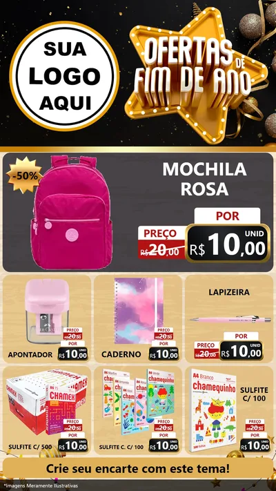 Modelo de Rede Social para Stories com o tema Ofertas de Fim de Ano para Papelaria
