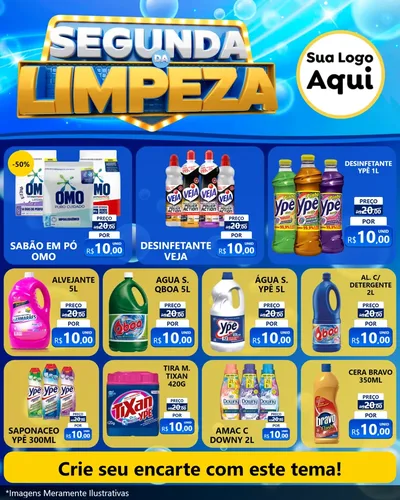 Modelo de Rede Social para Feed Instagram com o tema Segunda da Limpeza para Produtos de Limpeza