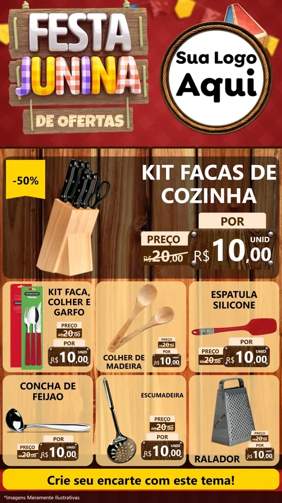 Modelo de Rede Social para Stories com o tema Festa Junina de Ofertas para Utilidades Domésticas