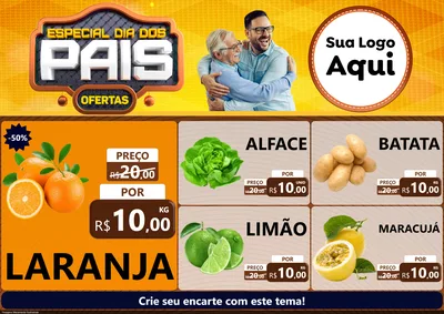 Modelo de Encarte para Encarte A4 Horizontal com o tema Especial Dia dos Pais para Hortifrúti