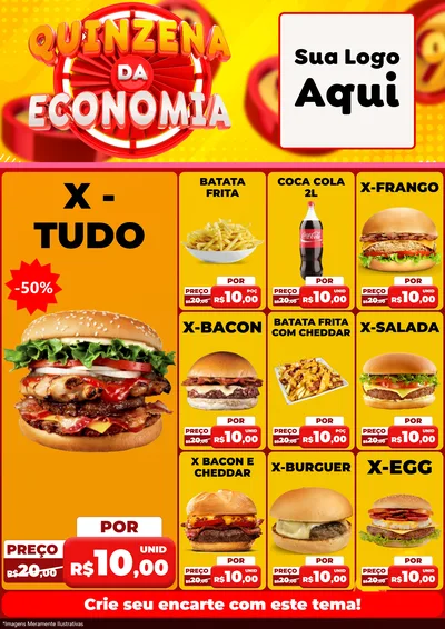 Modelo de Encarte para Encarte A4 Vertical com o tema Quinzena Da Economia para Hamburgueria