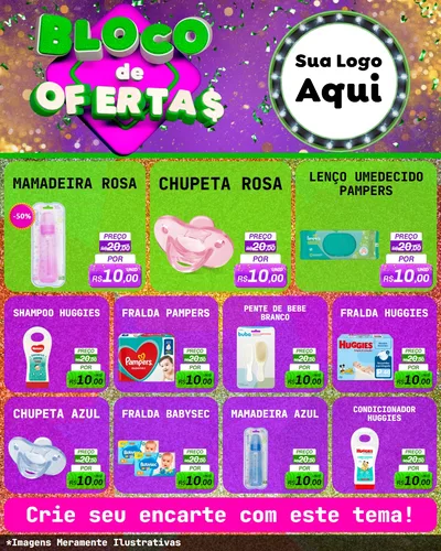 Modelo de Rede Social para Feed Instagram com o tema Bloco de Ofertas para Bebês
