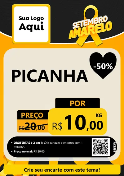 Modelo de Cartaz para Cartaz A4 Vertical com o tema Setembro Amarelo para Açougue