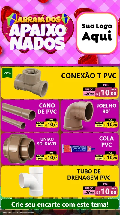 Modelo de TV para TV Vertical com o tema Arraiá dos Apaixonados para Tubos e conexões
