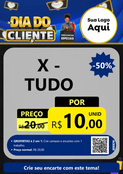 Modelo de Cartaz para Cartaz A4 Vertical com o tema Dia Do Cliente para Hamburgueria