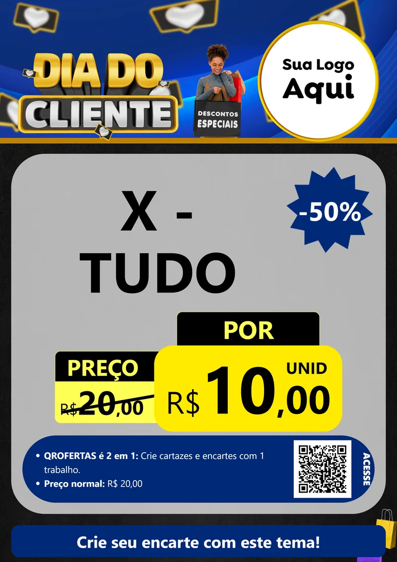 Modelo de Cartaz para Cartaz A4 Vertical com o tema Dia Do Cliente para Hamburgueria