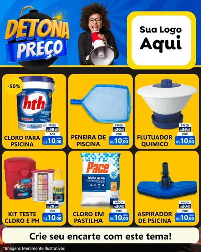 Modelo de Rede Social para Feed Instagram com o tema Detona Preços para Produtos para Piscina