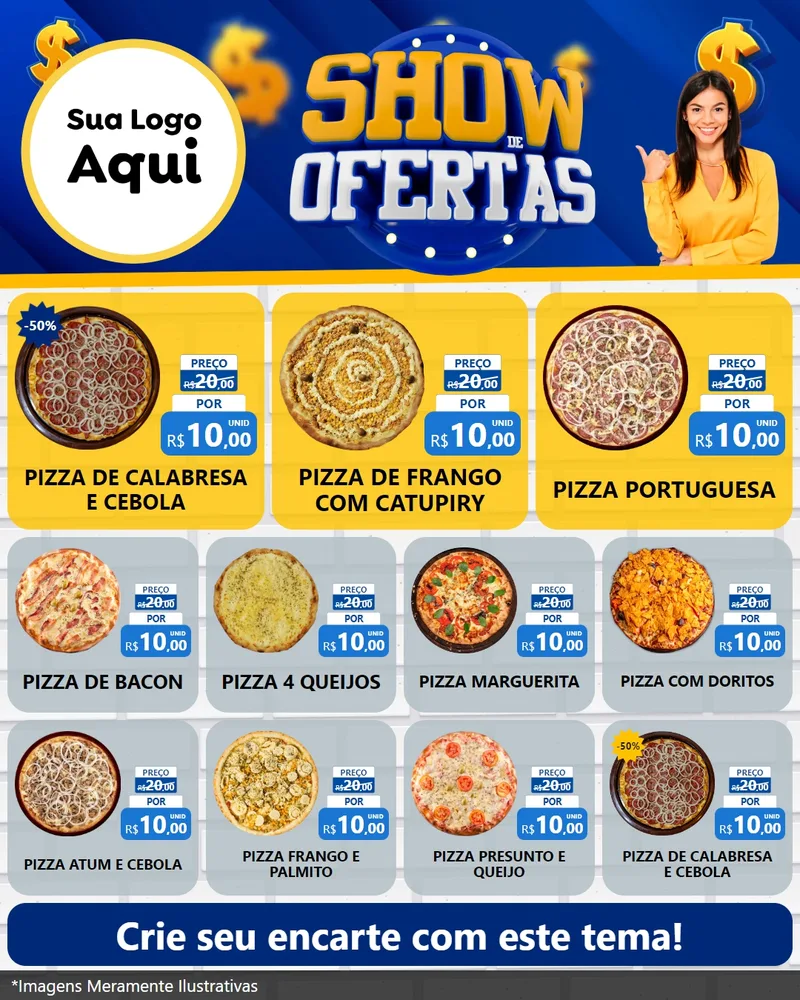 Modelo de Rede Social para Feed Instagram com o tema Show de Ofertas para Pizzaria