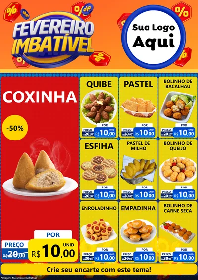 Modelo de Encarte para Encarte A4 Vertical com o tema Fevereiro Imbatível para Salgadaria