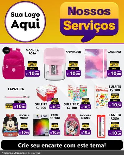 Modelo de Rede Social para Feed Instagram com o tema Nossos Serviços para Papelaria
