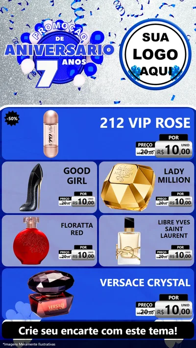 Modelo de TV para TV Vertical com o tema Promoção de Aniversário - 7 Anos para Perfumes
