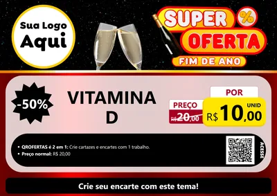 Modelo de Cartaz para Cartaz A4 Horizontal com o tema Super Oferta Fim de Ano para Farmácia
