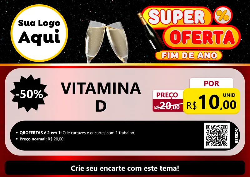 Modelo de Cartaz para Cartaz A4 Horizontal com o tema Super Oferta Fim de Ano para Farmácia