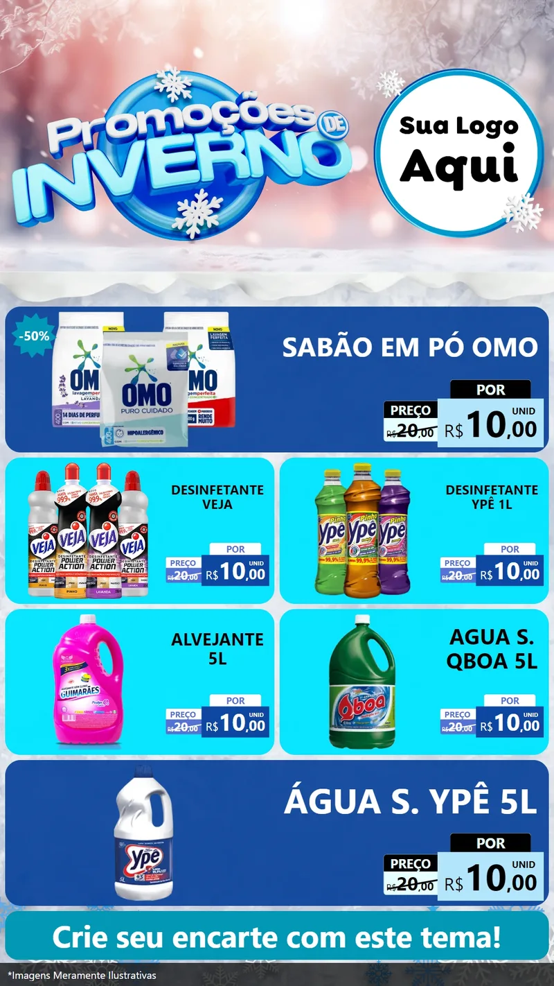 Modelo de TV para TV Vertical com o tema Promoções de Inverno para Produtos de Limpeza