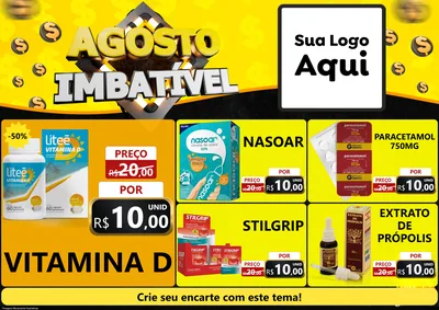 Modelo de Encarte para Encarte A4 Horizontal com o tema Agosto Imbatível para Farmácia