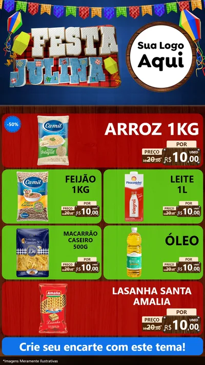 Modelo de TV para TV Vertical com o tema Festa Julina para Supermercado