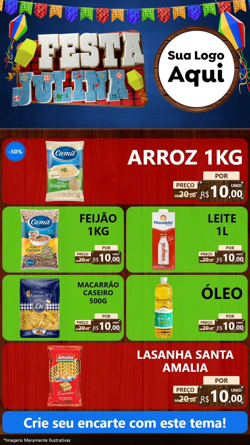 Modelo de TV para TV Vertical com o tema Festa Julina para Supermercado