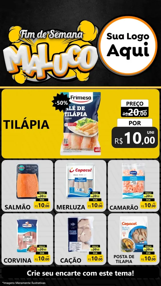 Modelo de Rede Social para Stories com o tema Fim de Semana Maluco para Peixaria